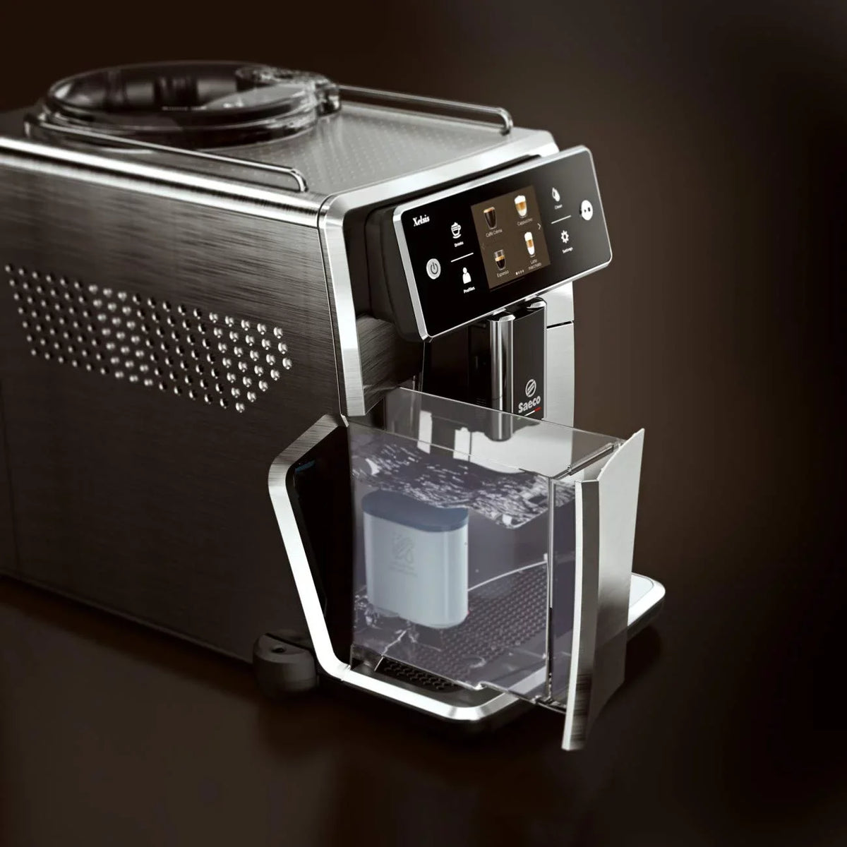 Titanium Automatic Metal Super Espresso SM7684/04 Front Saeco Xelsis Machine,