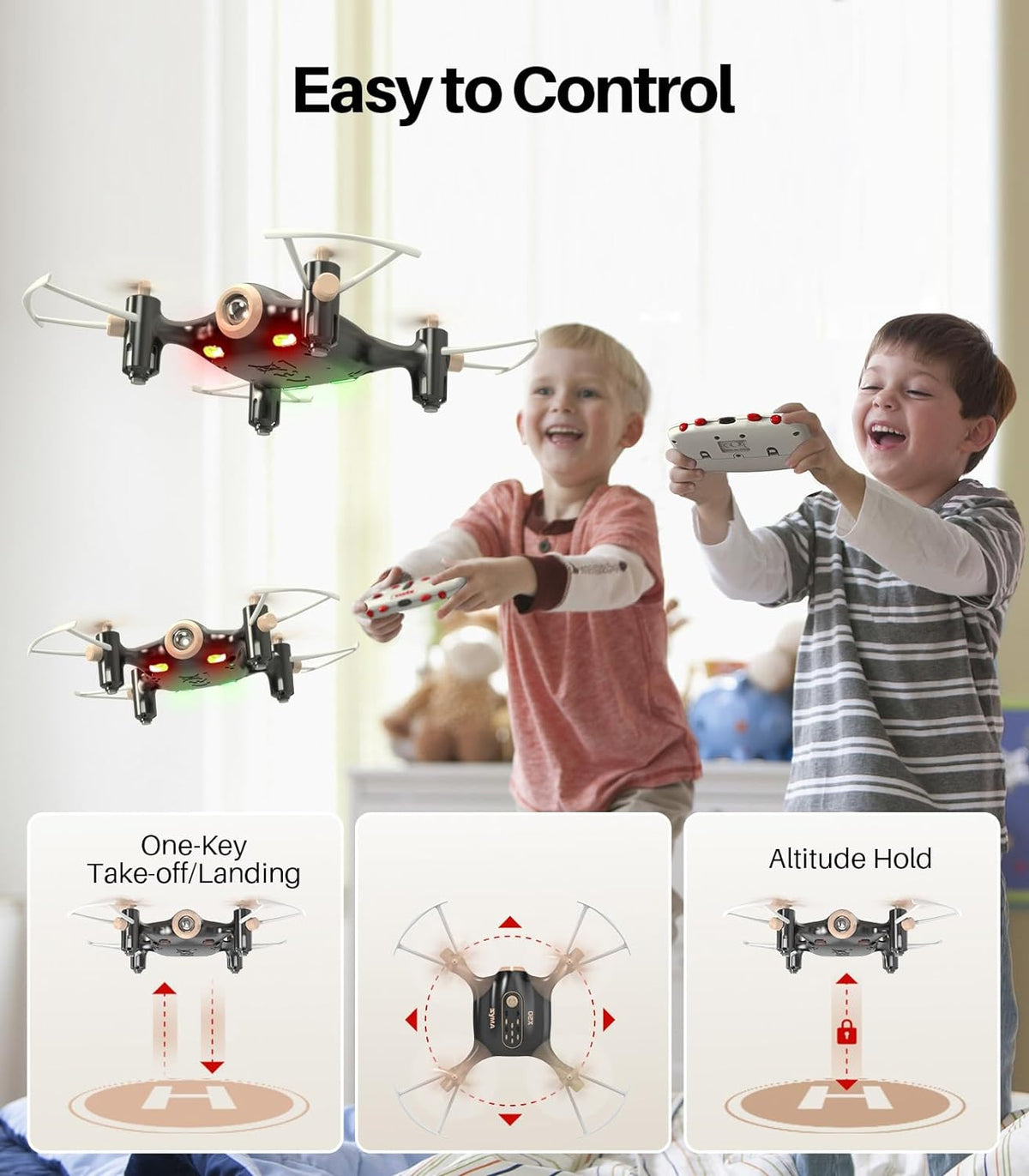 RC Black, Nano SYMA Gold Open Drone - Mini Box Hold for Altitude Kids, Quadcopter X20