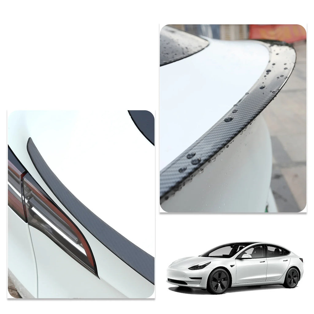 3 2017 For Wing - Carbon Tesla (Matte Spoiler Model Lip Trunk Fiber) 2023 Rear