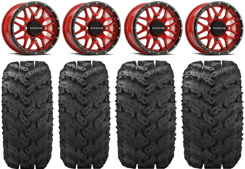 Raceline Reptile Kawasaki Mule Krank FXT 26" Wheels Red Tires 14" Pro