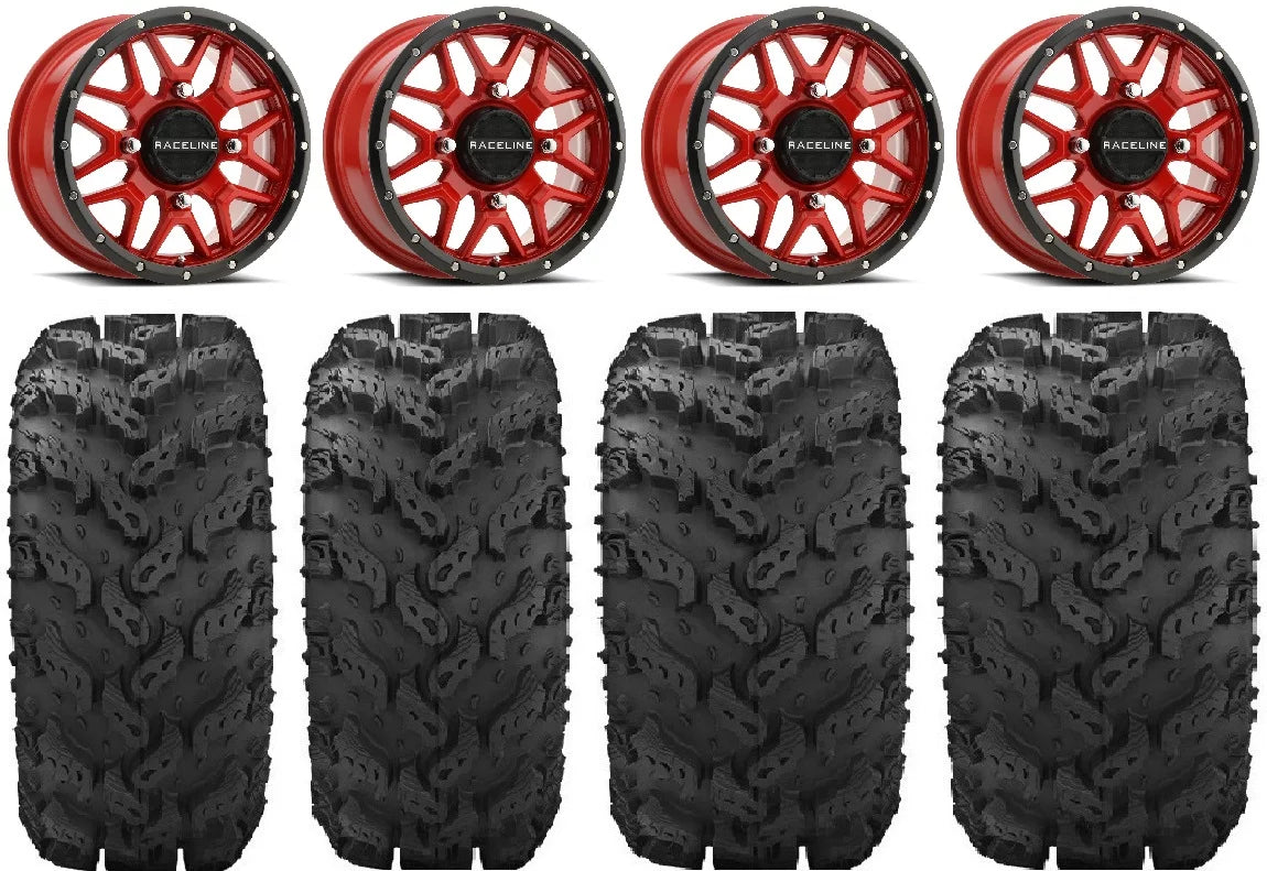 Raceline Reptile Kawasaki Mule Krank FXT 26" Wheels Red Tires 14" Pro