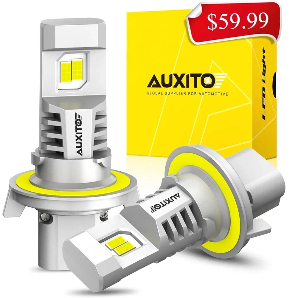 LED Bright,6500K Bulbs, Wireless Headlight with 800% H13 9008 9008 Headlight AUXITO Super 2PCS H13 Upgraded 2024 Fan, White LED Bulb Bulbs,